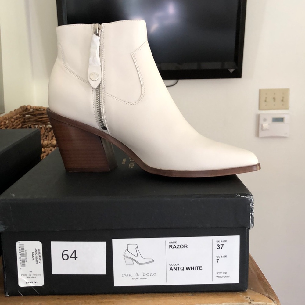 Rag and bone off white leather bootie with heel 37